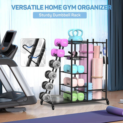 Home Gym Storage Rack for Dumbbells, Kettlebells and Yoga Mats