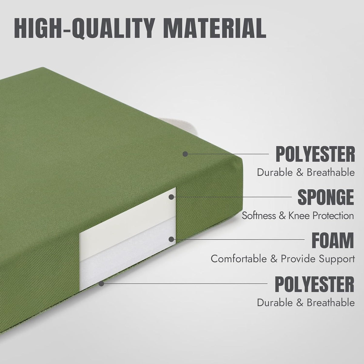 HappyPicnic Extra Thick Kneeling Pad, 1 Pack, Green, 17.5 x 11 x 2in