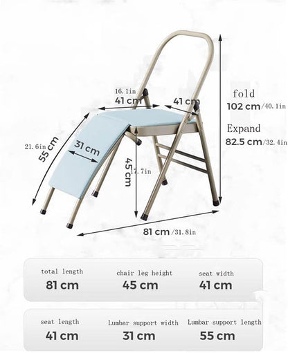 Yoga Auxiliary Chair,Foldable Backless,Yoga Chair Iyengar,Solid Anti Slip,Backless Yoga Chair Prop,Home Exercises Reinforced Design,Black+Khaki