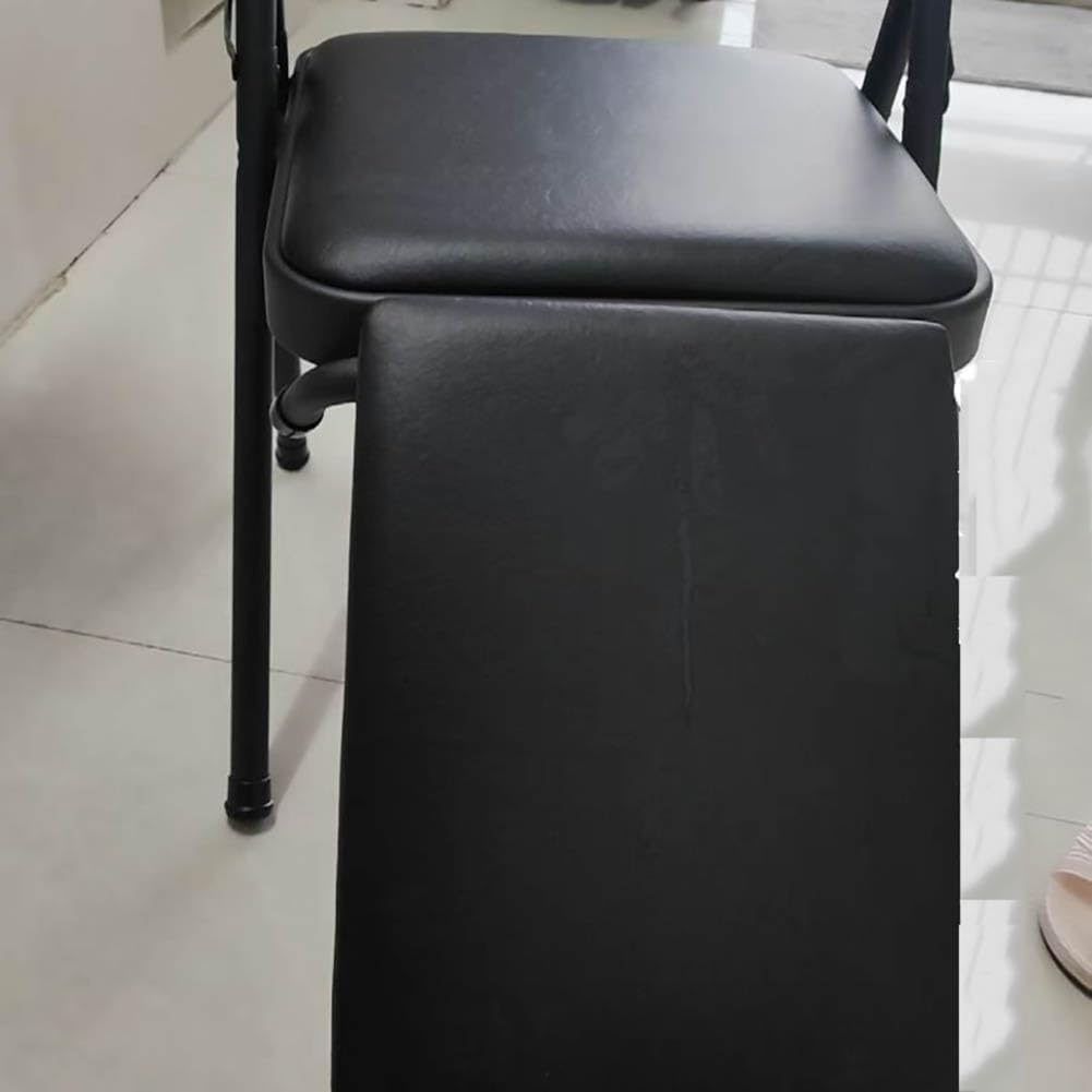 Yoga Auxiliary Chair,Foldable Backless,Yoga Chair Iyengar,Solid Anti Slip,Backless Yoga Chair Prop,Home Exercises Reinforced Design,Black+Khaki