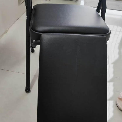 Yoga Auxiliary Chair,Foldable Backless,Yoga Chair Iyengar,Solid Anti Slip,Backless Yoga Chair Prop,Home Exercises Reinforced Design,Black+Khaki