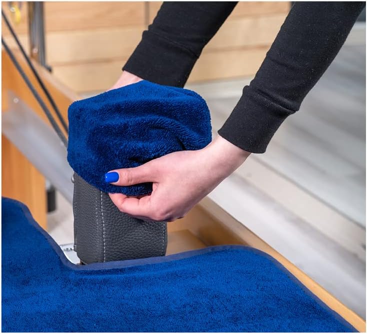 Pilates Reformer Non-Slip Mat Towel (Included 2 Pcs Shoulder Block Covers) (NAVY BLUE)