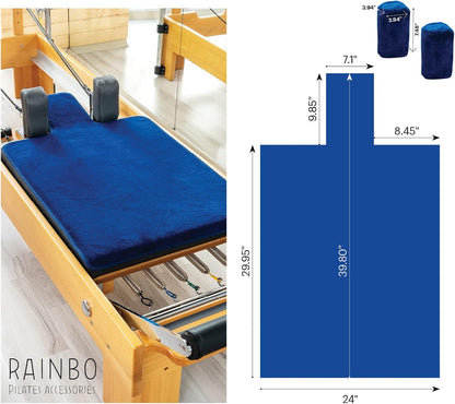 Pilates Reformer Non-Slip Mat Towel (Included 2 Pcs Shoulder Block Covers) (NAVY BLUE)