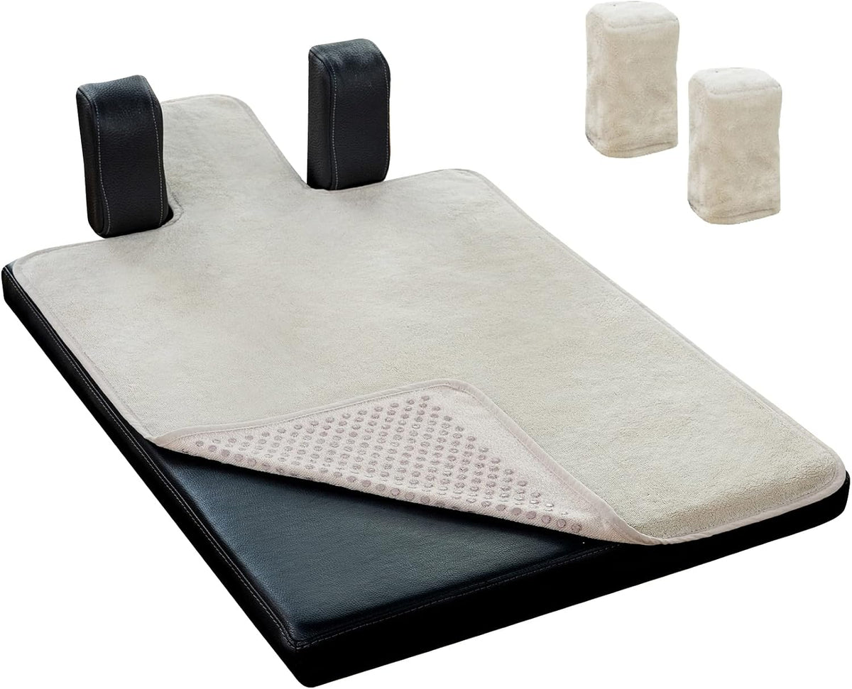 Pilates Reformer Non-Slip Mat Towel (Included 2 Pcs Shoulder Block Covers) (NAVY BLUE)