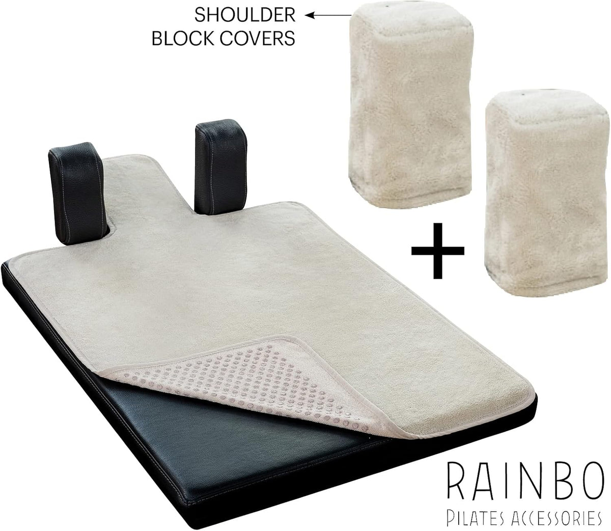 Pilates Reformer Non-Slip Mat Towel (Included 2 Pcs Shoulder Block Covers) (NAVY BLUE)