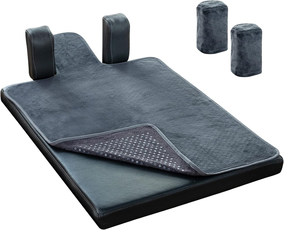 Pilates Reformer Non-Slip Mat Towel (Included 2 Pcs Shoulder Block Covers) (NAVY BLUE)