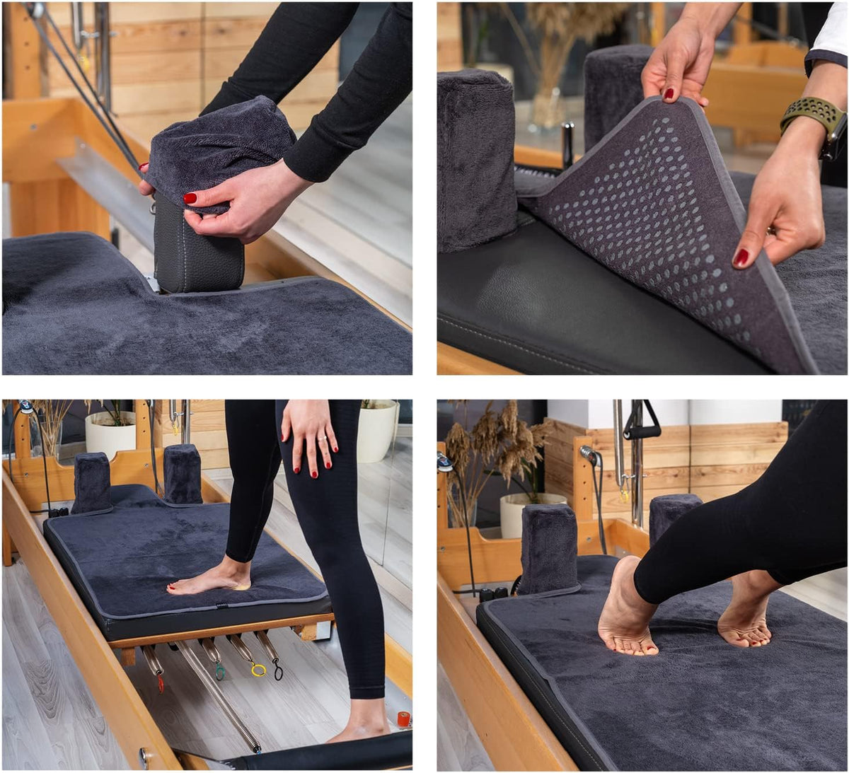 Pilates Reformer Non-Slip Mat Towel (Included 2 Pcs Shoulder Block Covers) (NAVY BLUE)