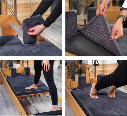 Pilates Reformer Non-Slip Mat Towel (Included 2 Pcs Shoulder Block Covers) (NAVY BLUE)