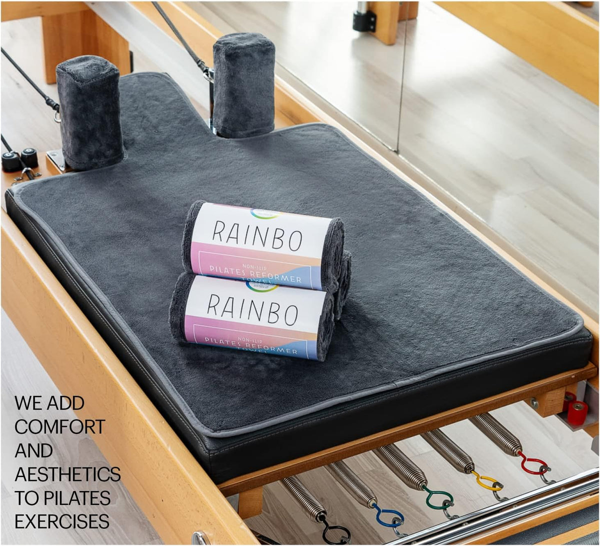 Pilates Reformer Non-Slip Mat Towel (Included 2 Pcs Shoulder Block Covers) (NAVY BLUE)