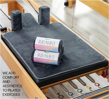 Pilates Reformer Non-Slip Mat Towel (Included 2 Pcs Shoulder Block Covers) (NAVY BLUE)
