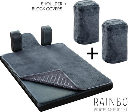 Pilates Reformer Non-Slip Mat Towel (Included 2 Pcs Shoulder Block Covers) (NAVY BLUE)