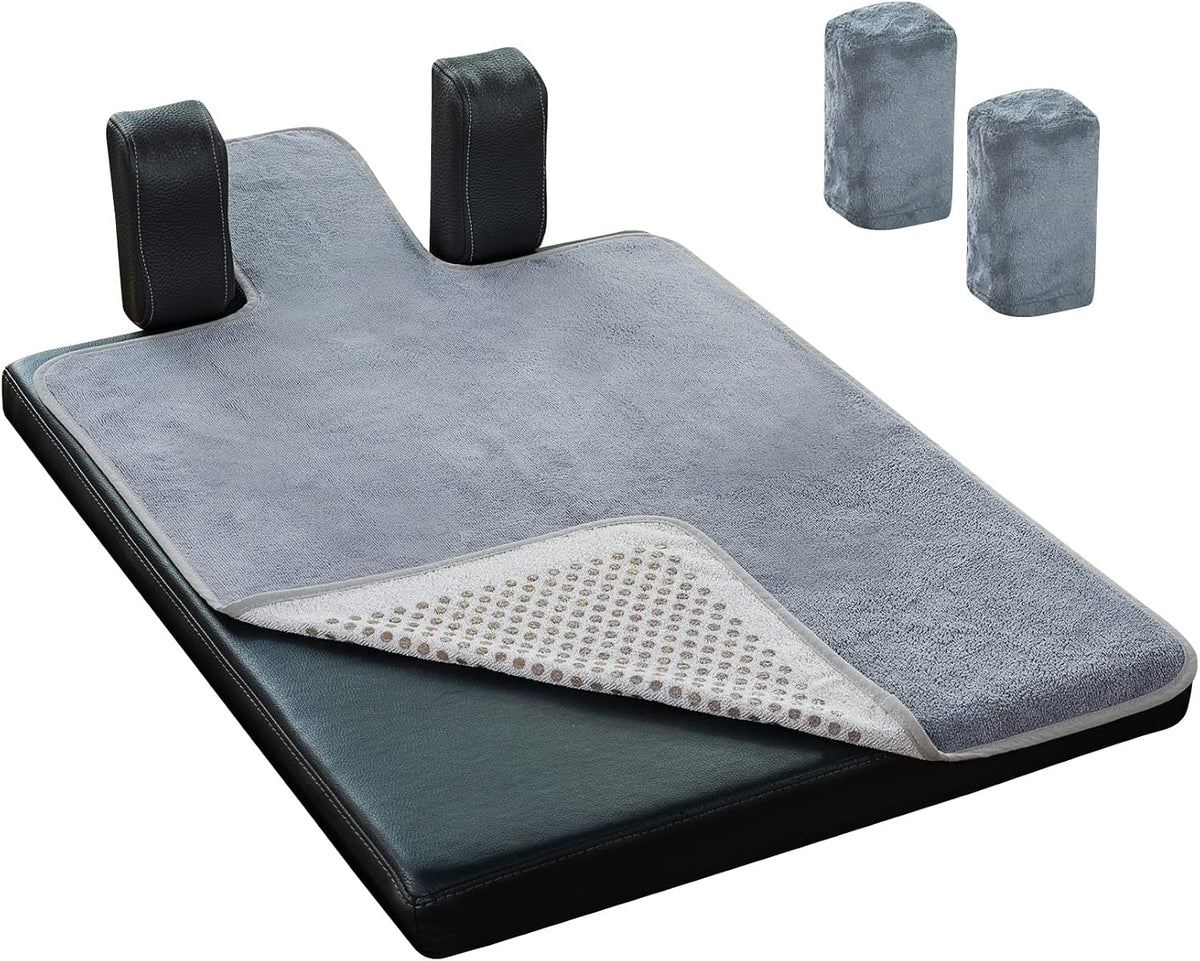 Pilates Reformer Non-Slip Mat Towel (Included 2 Pcs Shoulder Block Covers) (NAVY BLUE)