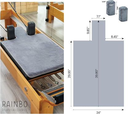 Pilates Reformer Non-Slip Mat Towel (Included 2 Pcs Shoulder Block Covers) (NAVY BLUE)