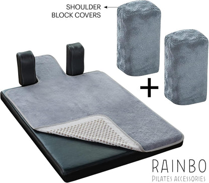 Pilates Reformer Non-Slip Mat Towel (Included 2 Pcs Shoulder Block Covers) (NAVY BLUE)