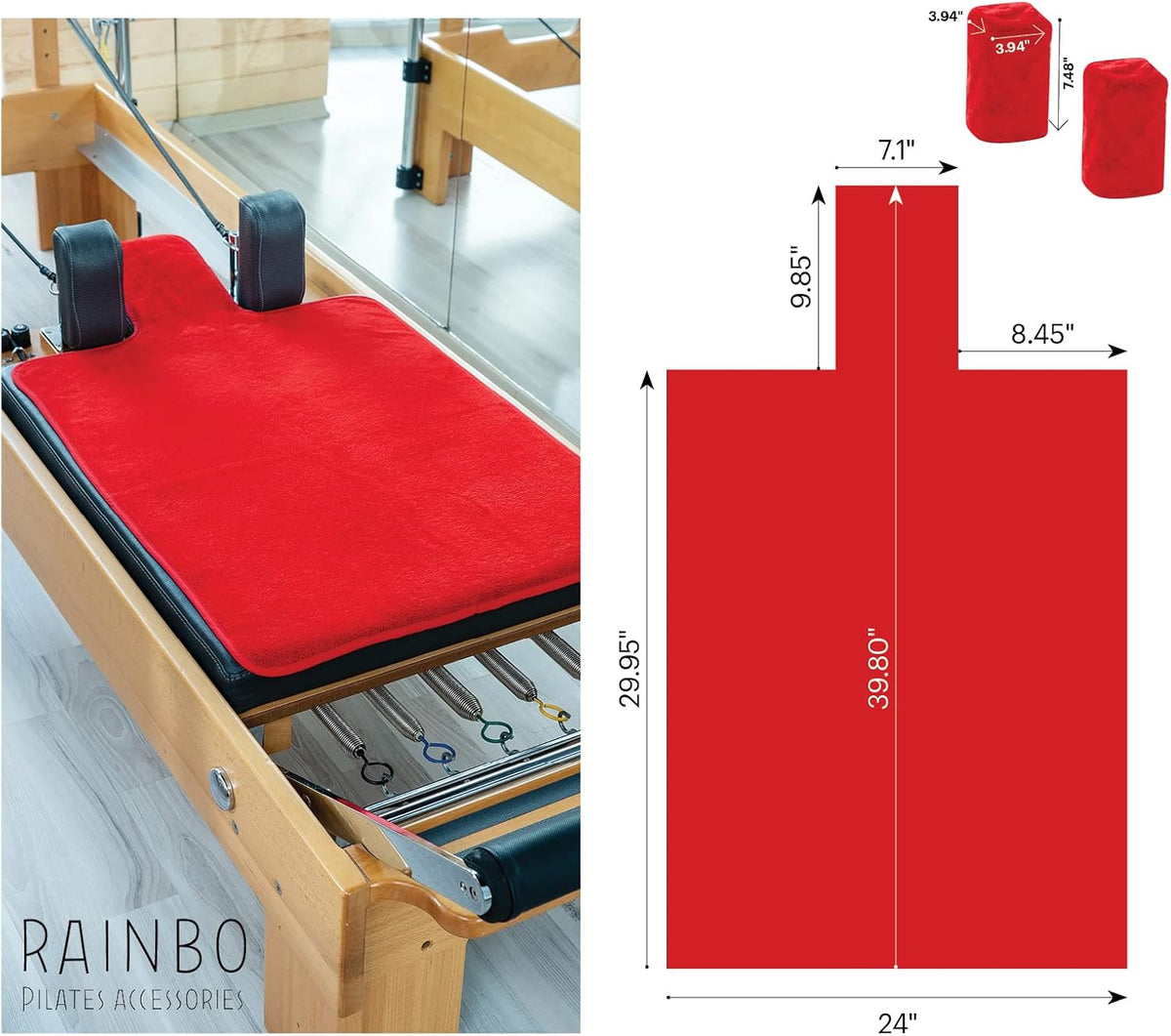 Pilates Reformer Non-Slip Mat Towel (Included 2 Pcs Shoulder Block Covers) (NAVY BLUE)