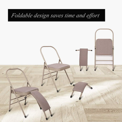 Yoga Assist Chair with Lumbar Back Support,Iyengar Yoga Chair,Removable Seat Cushion, Metal Frame,Backless Yoga Chair,Portable Foldable Yoga Chair,Gray