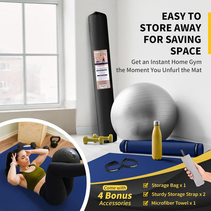 8'x6'/7'x5'/6'x4' Large Exercise Mat Workout Mat for Home Gym, 7mm