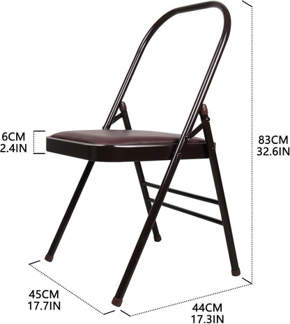 INNOLIFE Yoga Chair Set with Figure S Resistance Belt, Chair Leg Cap, Brown