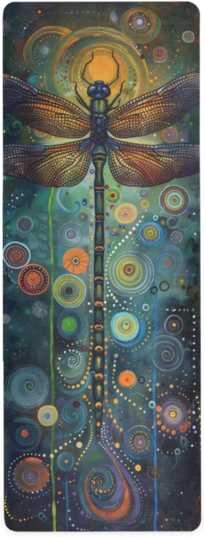 Dragonfly Painting Yoga Mat Non-Slip Fitness Mat for Pilates, Workout & Home Gym, 71x26 Inch Yoga Mats for Enhanced Yoga Practice