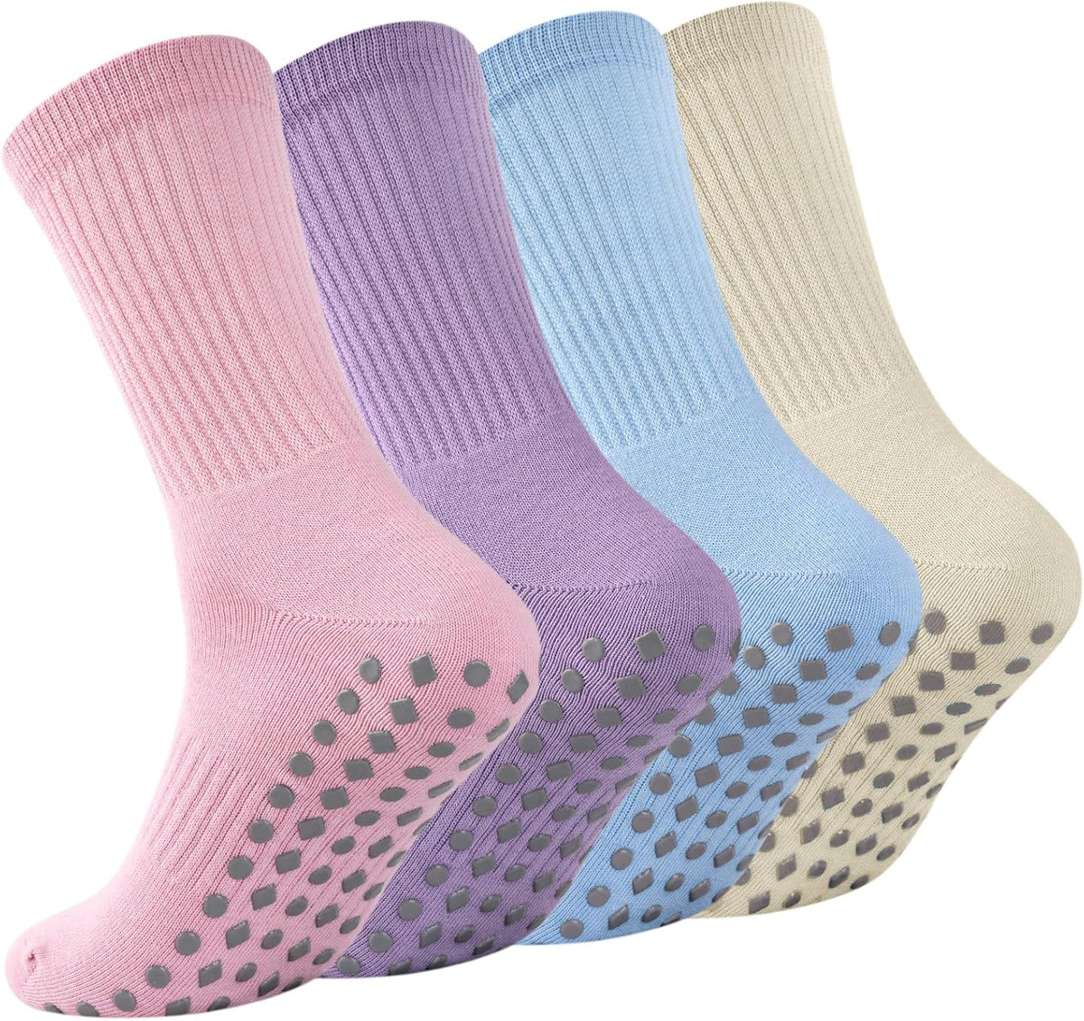 Non Slip Grip Socks for Men Women Crew Grippy Socks for Hospital Elderly