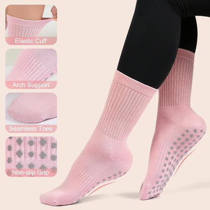 Non Slip Grip Socks for Men Women Crew Grippy Socks for Hospital Elderly