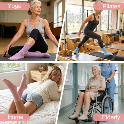 Non Slip Grip Socks for Men Women Crew Grippy Socks for Hospital Elderly