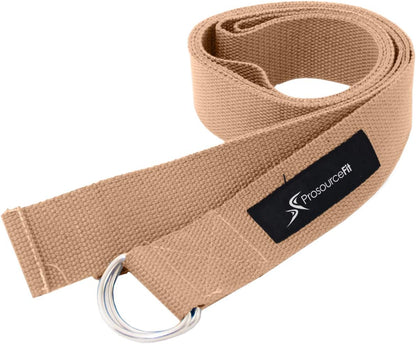 Metal D-Ring Yoga Strap 8’ Durable Cotton for Stretching and Flexibility