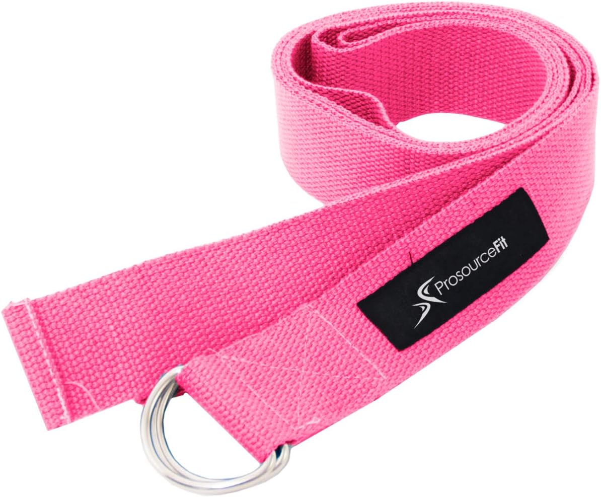 Metal D-Ring Yoga Strap 8’ Durable Cotton for Stretching and Flexibility