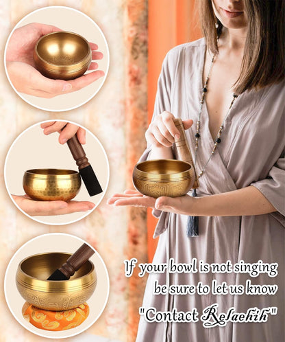 Relaehih Tibetan Singing Bowls, Meditation Chakra Sound Bowl Set