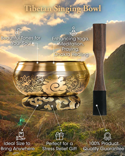 Relaehih Tibetan Singing Bowls, Meditation Chakra Sound Bowl Set