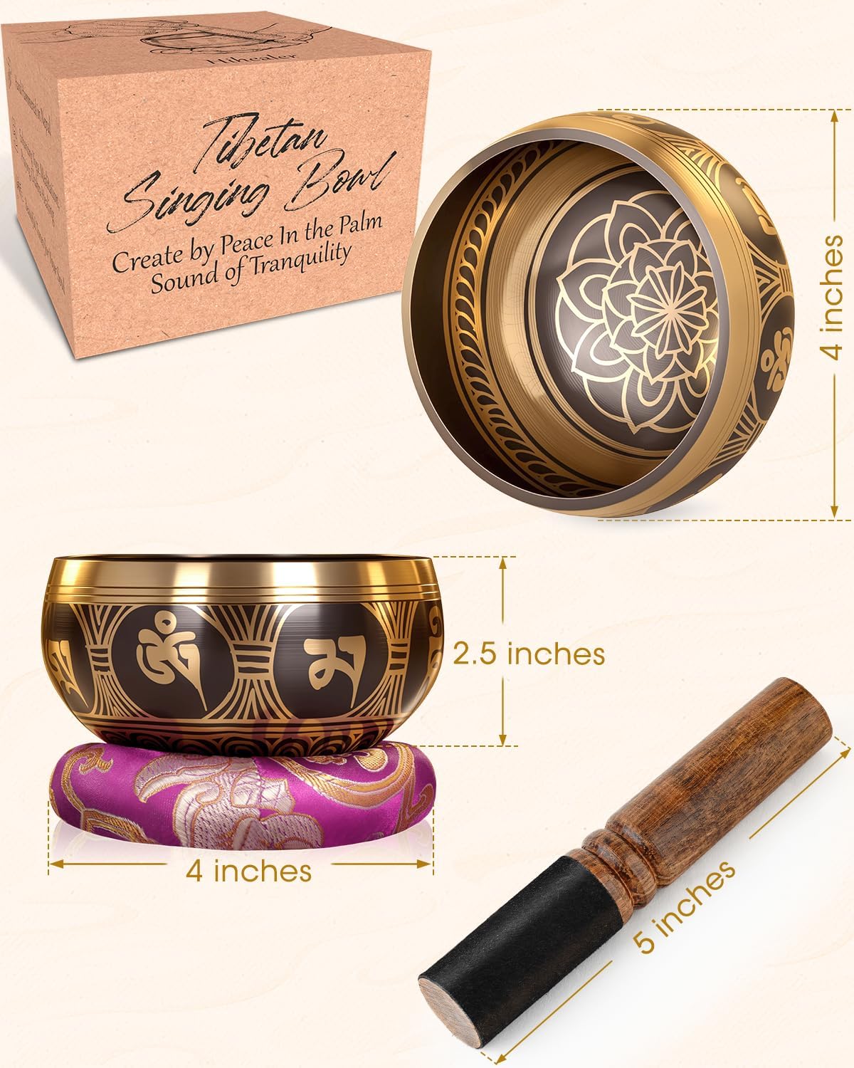 Relaehih Tibetan Singing Bowls, Meditation Chakra Sound Bowl Set