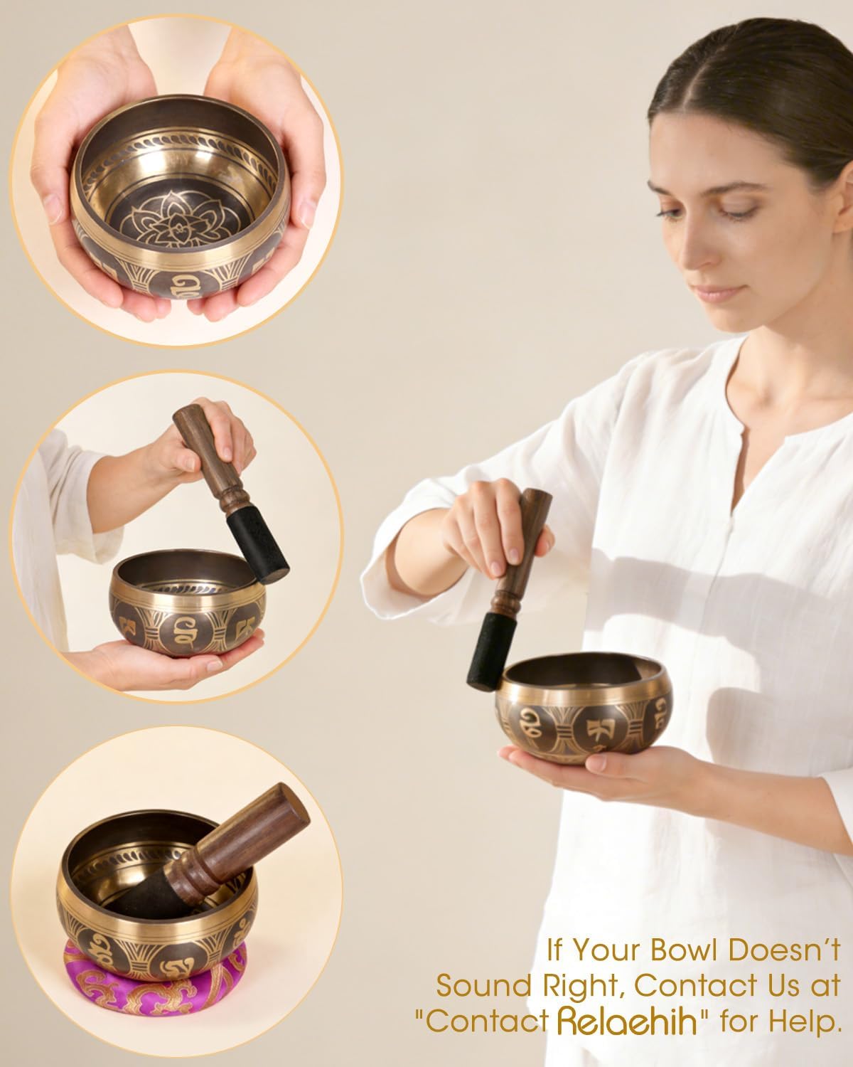 Relaehih Tibetan Singing Bowls, Meditation Chakra Sound Bowl Set