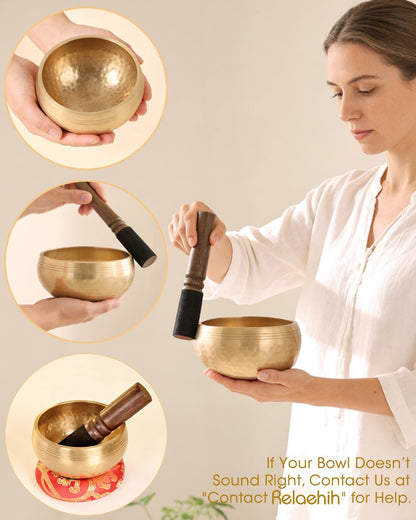 Relaehih Tibetan Singing Bowls, Meditation Chakra Sound Bowl Set