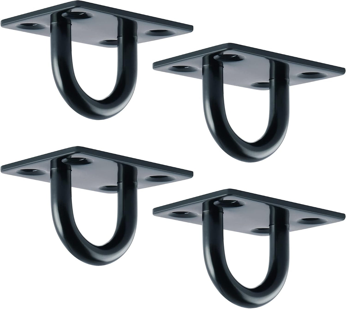 Black Ceiling Hook Pad Eye Plate Top Hooks Hanging Hardware,4Pcs