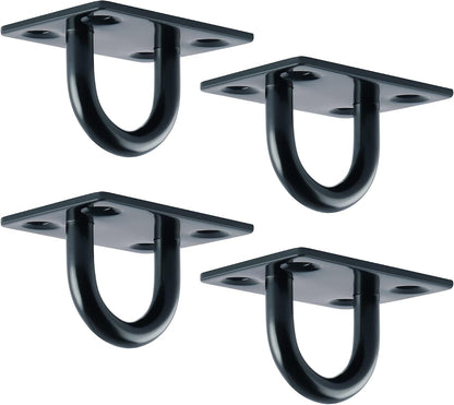 Black Ceiling Hook Pad Eye Plate Top Hooks Hanging Hardware,4Pcs