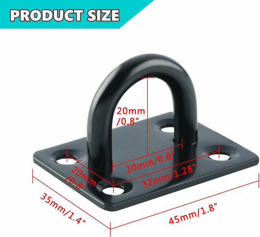 Black Ceiling Hook Pad Eye Plate Top Hooks Hanging Hardware,4Pcs