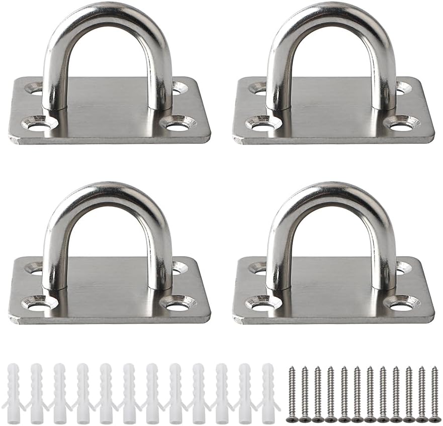 Black Ceiling Hook Pad Eye Plate Top Hooks Hanging Hardware,4Pcs