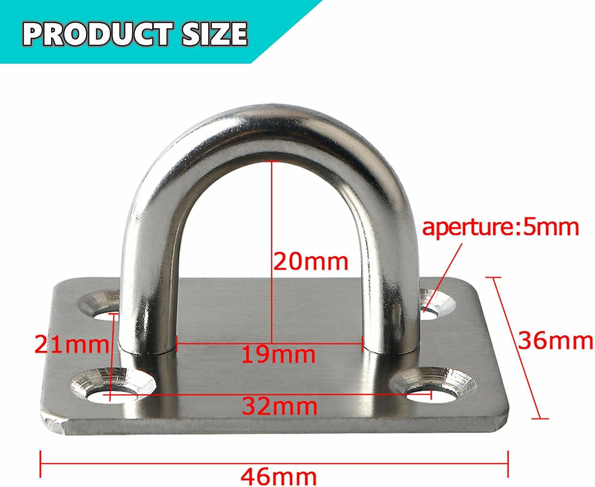 Black Ceiling Hook Pad Eye Plate Top Hooks Hanging Hardware,4Pcs