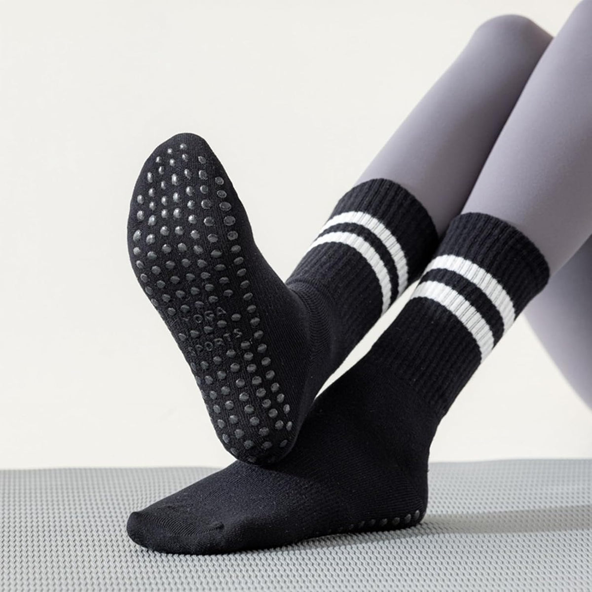 8 Pairs Long Yoga Socks with Grip for Women Anti Skid Gripper Socks No Slip Socks for Pilates, Barre, Dance,Yoga