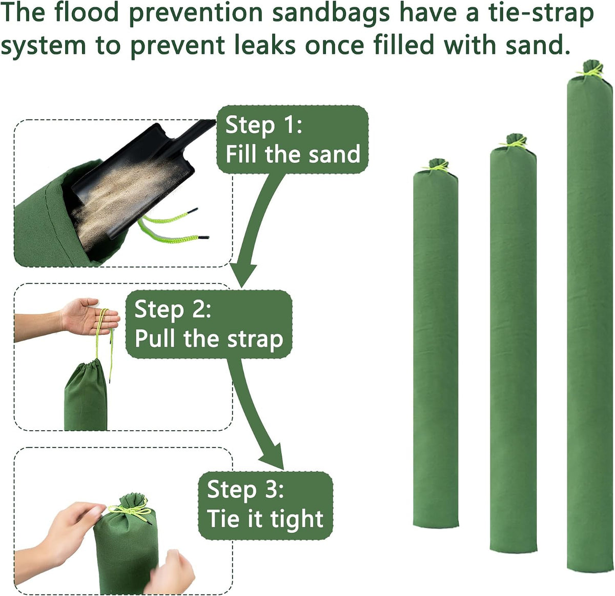 Flood Prevention Sandbags, Reusable Flood Water Barrier, Suitable for Indoor and Outdoor, etc. to Control Flooding in Rainy Season (4 feet 7 inches (Pack of 4))
