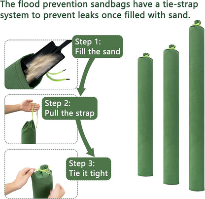 Flood Prevention Sandbags, Reusable Flood Water Barrier, Suitable for Indoor and Outdoor, etc. to Control Flooding in Rainy Season (4 feet 7 inches (Pack of 4))