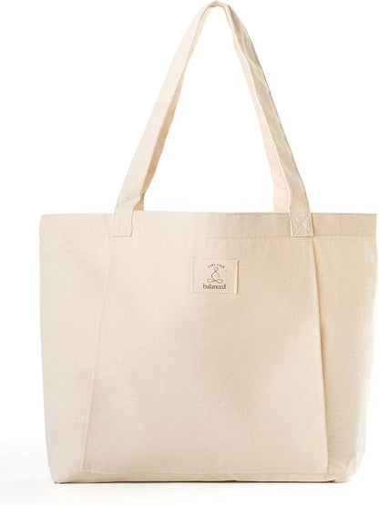 Yoga Mat Tote Bag, Cotton Canvas, Beige