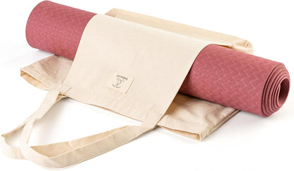 Yoga Mat Tote Bag, Cotton Canvas, Beige
