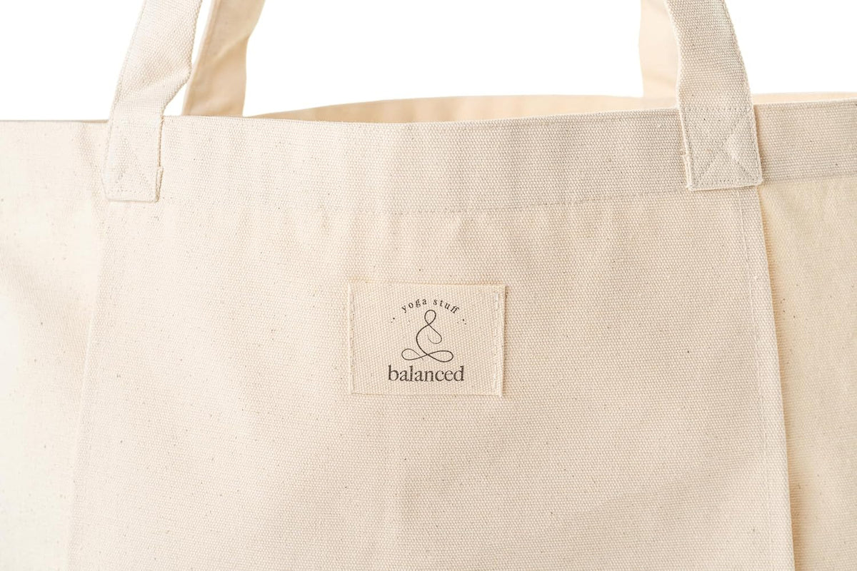 Yoga Mat Tote Bag, Cotton Canvas, Beige