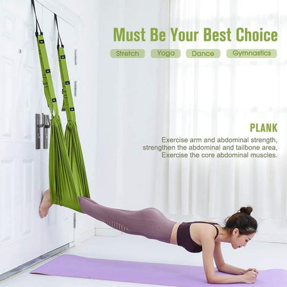 Yoga Stretching Strap, Adjustable Height Leg Stretcher Waist Back Stretch Band Aerial Yoga, Anti-gravity Inversion Exercises Door Flexibility Tensile Trainer for Rehab Pilates Dance Splits (Black)
