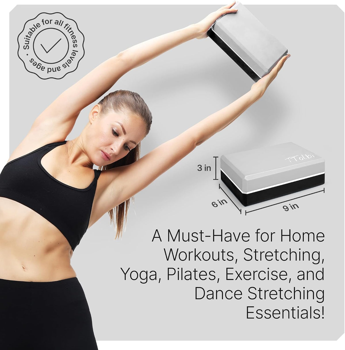 Yoga Blocks 2 Pack with Strap and Guide – Soft Non-Slip EVA Foam Blocks