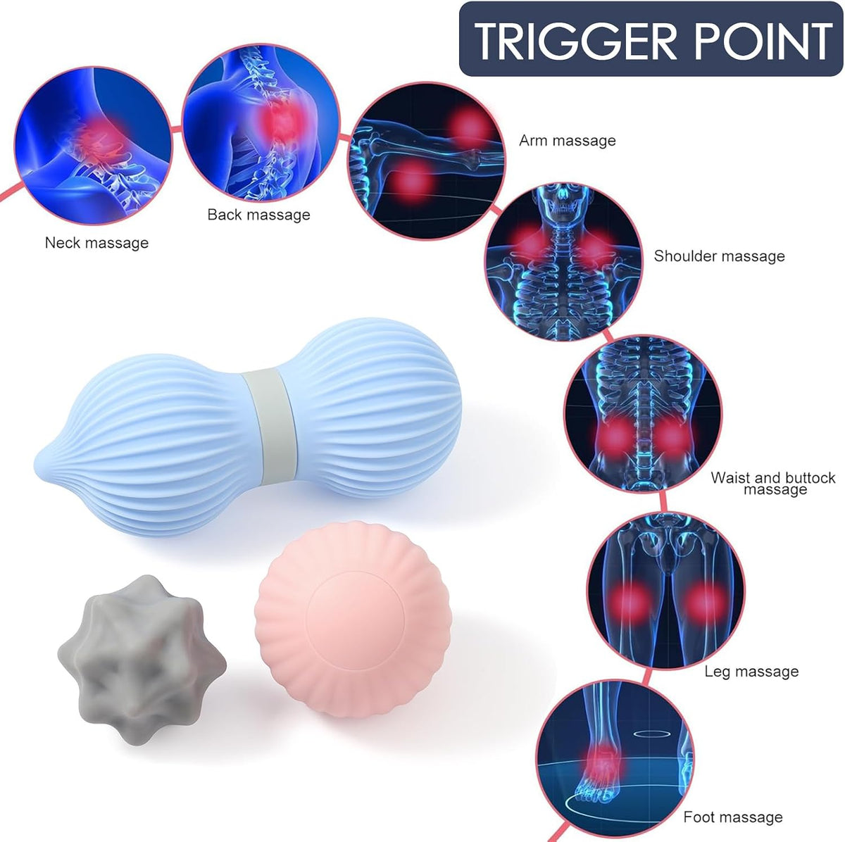 Silicone 3-Piece Massage Ball Set for Trigger Point Therapy