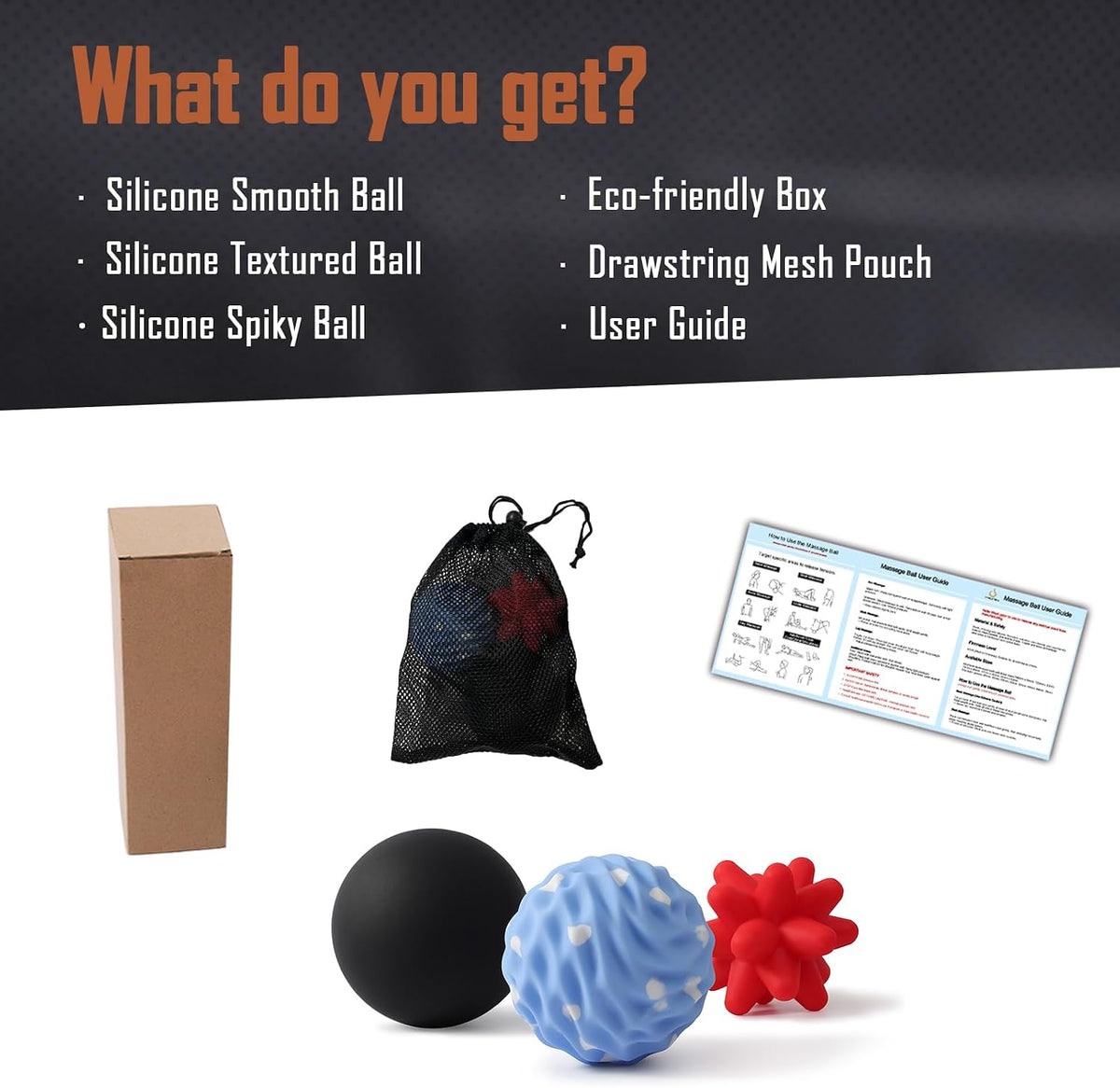 Silicone 3-Piece Massage Ball Set for Trigger Point Therapy