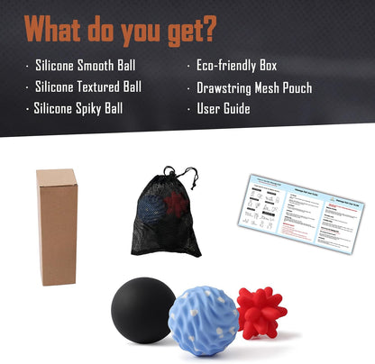 Silicone 3-Piece Massage Ball Set for Trigger Point Therapy
