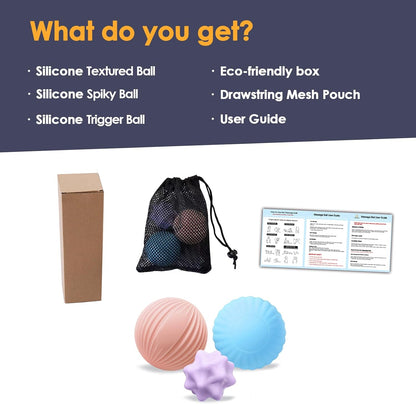 Silicone 3-Piece Massage Ball Set for Trigger Point Therapy
